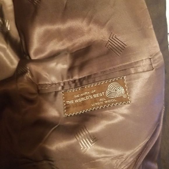 Lanvin Paris Brown Virgin Wool 2 Button Blazer Made In USA 40R Pattern - Picture 10 of 16